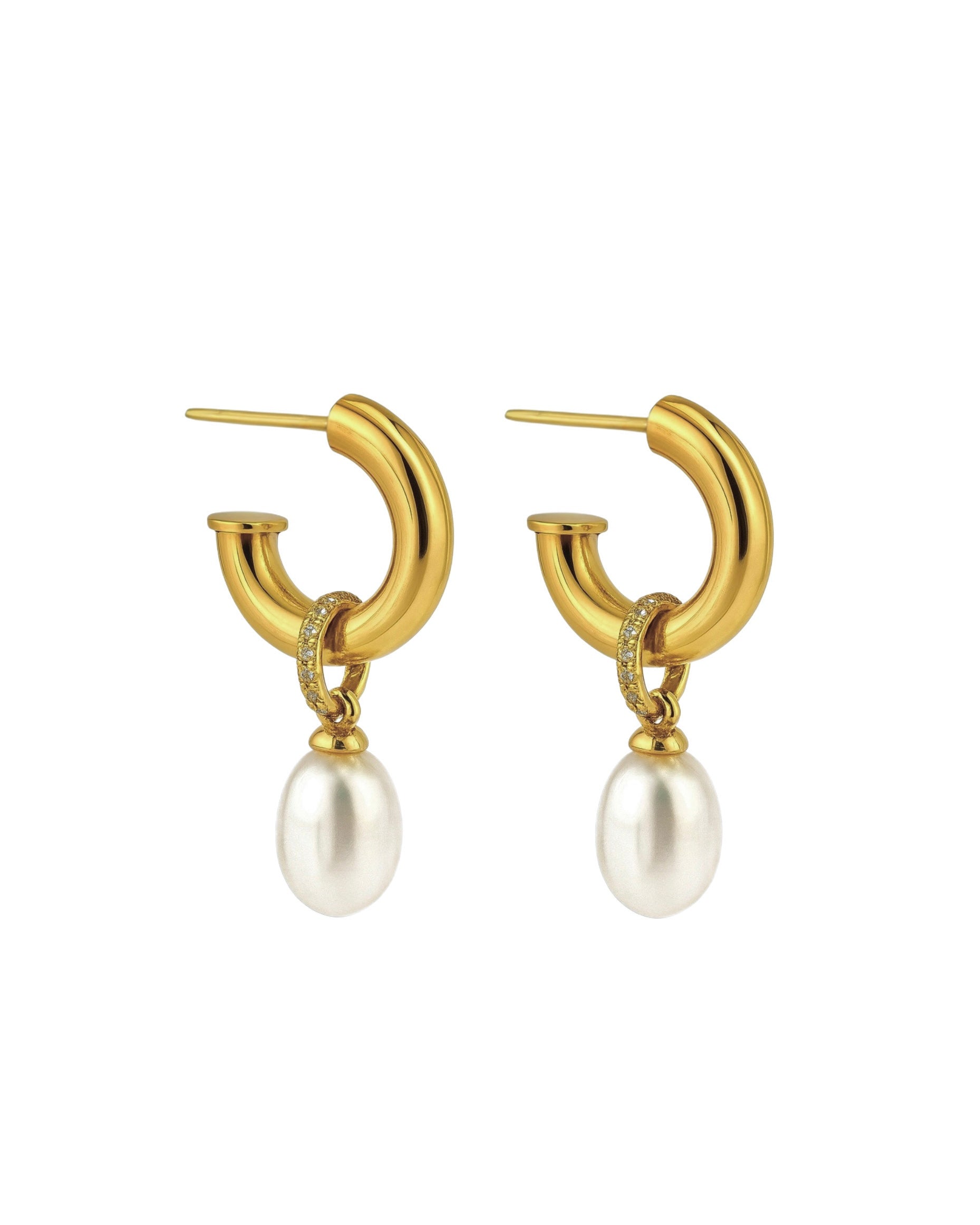 Perlueyrnalokkar með 18kt gullhúð (PVD)